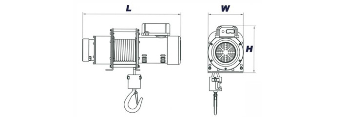DU-202小型電動(dòng)卷?yè)P(yáng)機(jī)產(chǎn)品尺寸圖