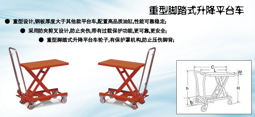 重型腳踏式升降平臺(tái)車圖