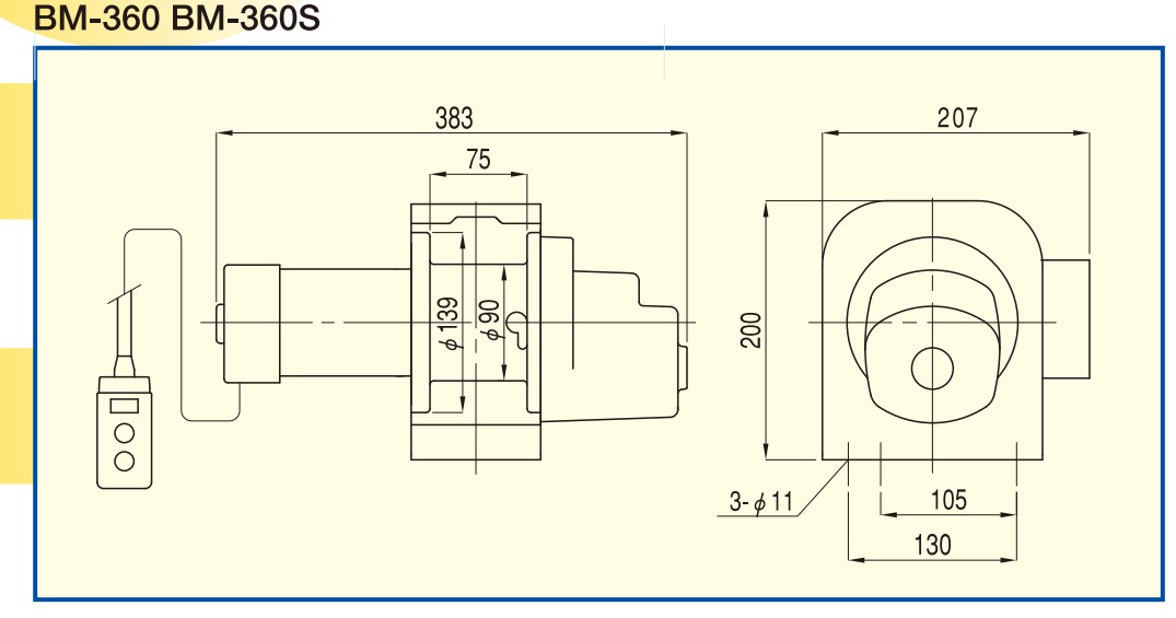 BM系列TKK卷?yè)P(yáng)機(jī):BM-360、BM-360S尺寸圖
